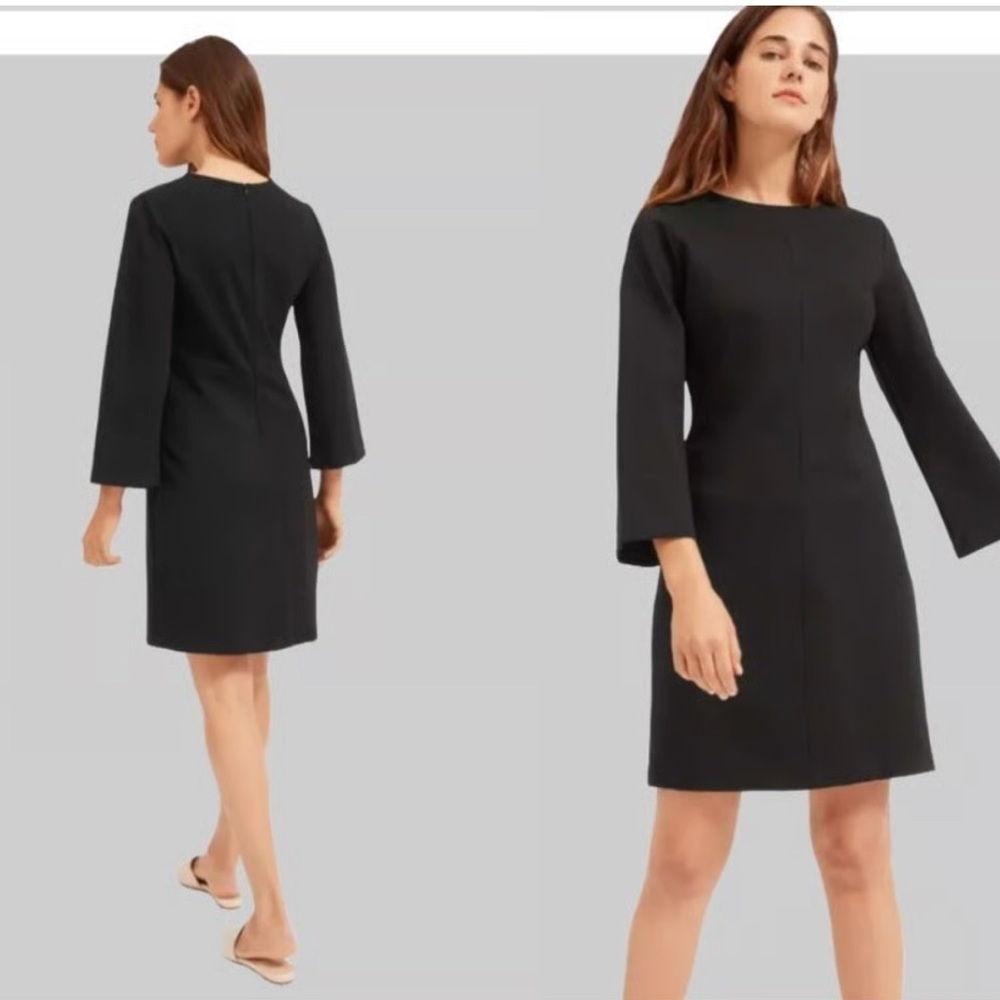 Everlane Black Long Sleeve Dress Size 6 Minimalist Midi Soft Knit Pullover